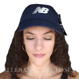 New Balance Hat Cap Baseball Team Navy Women 6-Panel Curved Brim Logo Adjustable